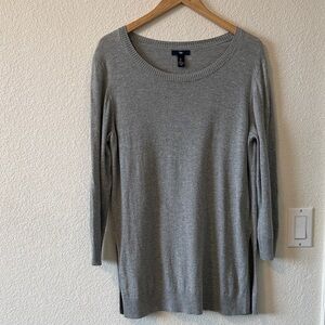 GAP Fine Gauge Knit Scoop Neck “Chase Tunic” Sweater, Large, Grey